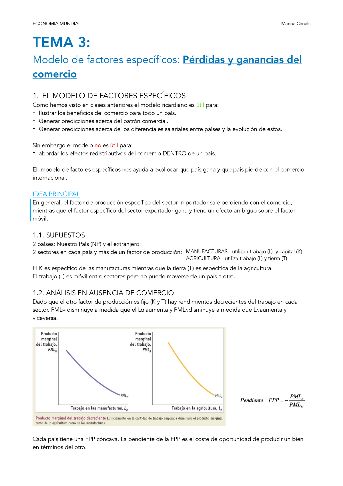 Tema 3: Factores específicos - Economia Mundial - URV - Studocu