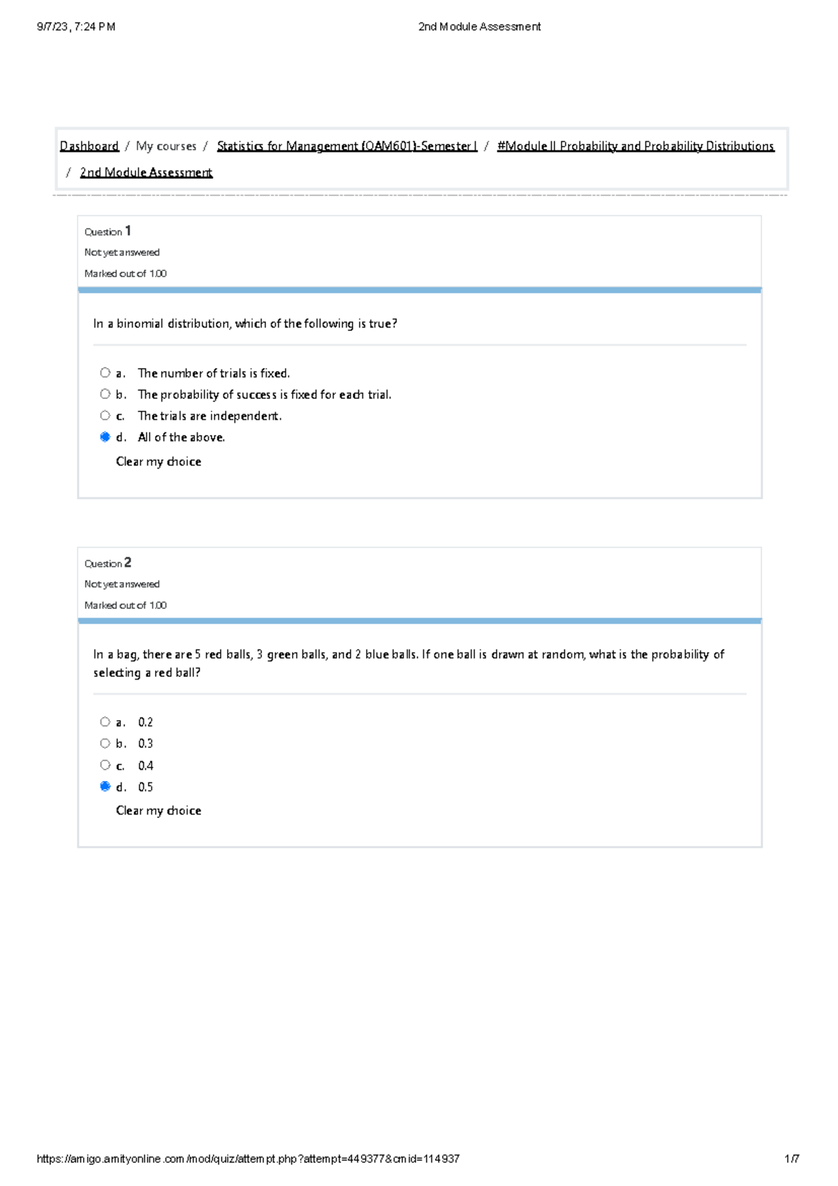2nd Module Assessment - Statistics - Question 1 Not yet answered Marked ...