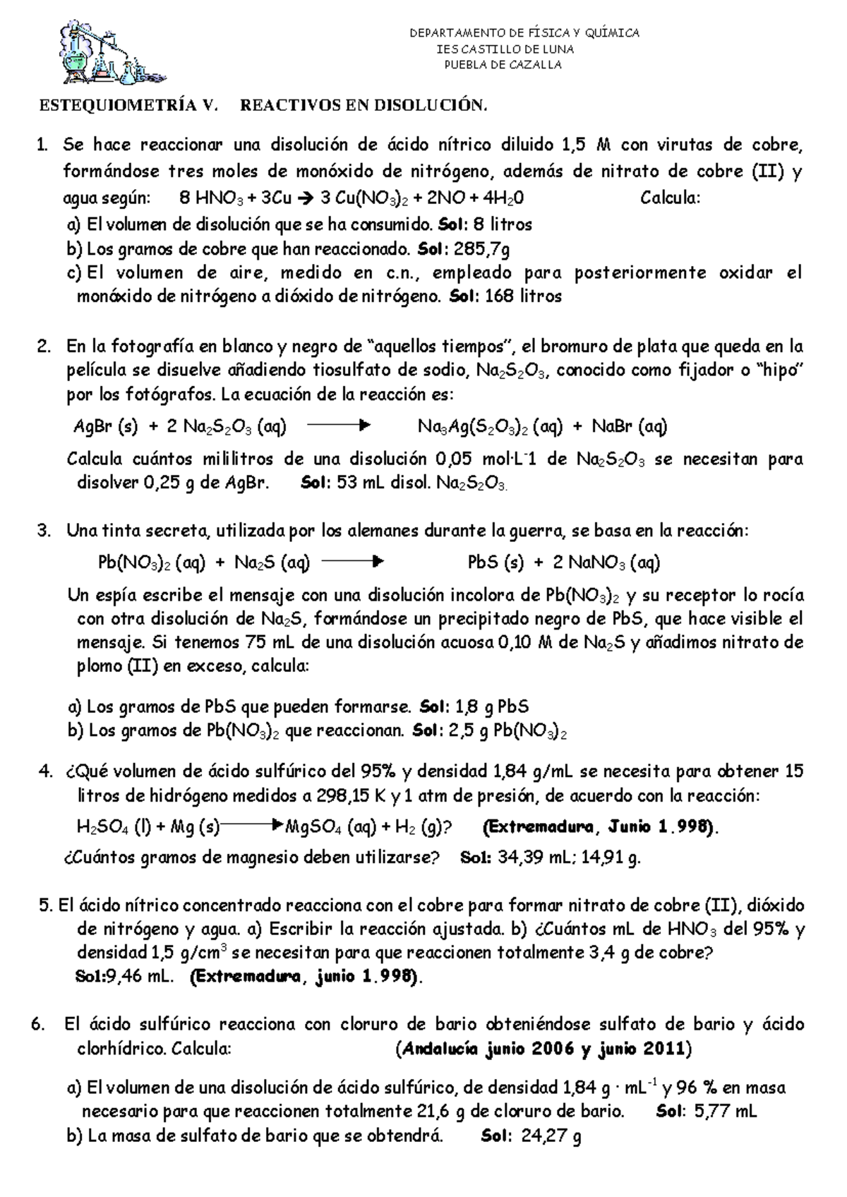 Estequiometrc 3ada V Reactivos En Disolucic 3b3n - DEPARTAMENTO DE ...