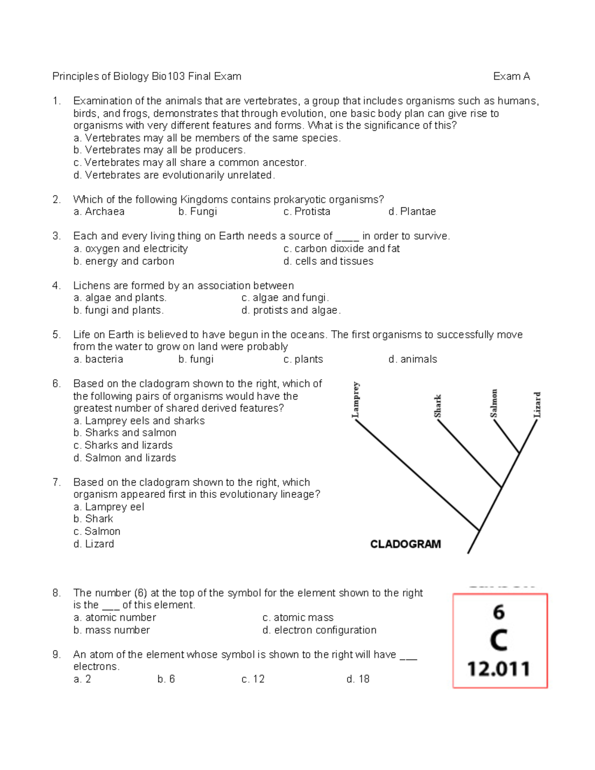 Bio Practice Test - Test On Biology Scientific Methods - Principles Of ...