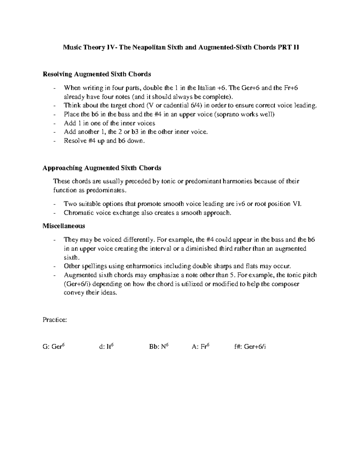 MTIV A6 Prtii - second part of augmented 6th chords - Music Theory IV ...