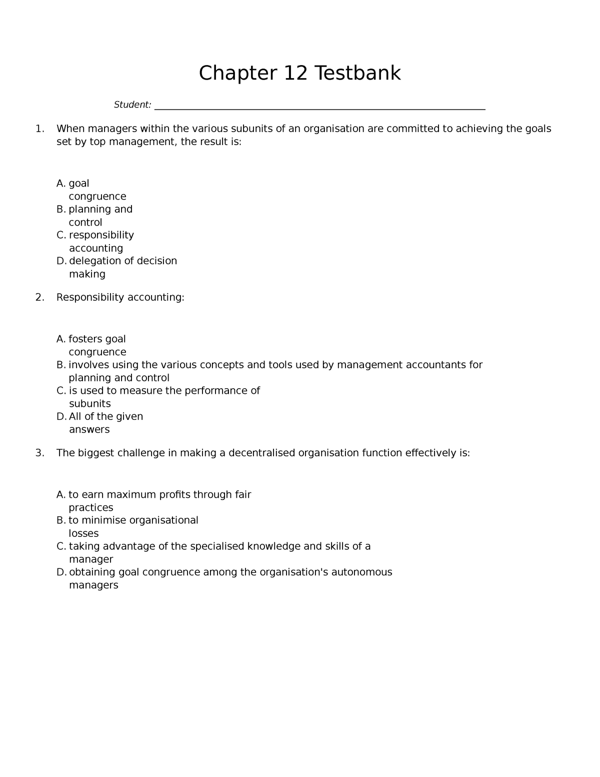 Chapter-12-Testbank - AF201 Chapter 12 Quiz Test Bank - Chapter 12 ...