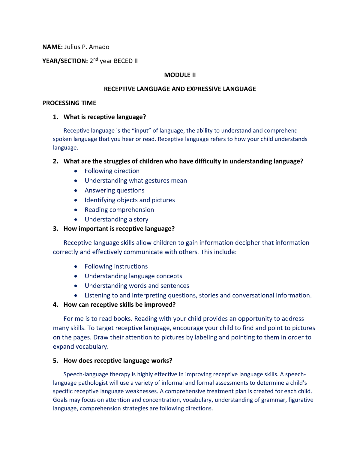2S ECED07 Module 2 Processing TIME Amado - NAME: Julius P. Amado YEAR ...