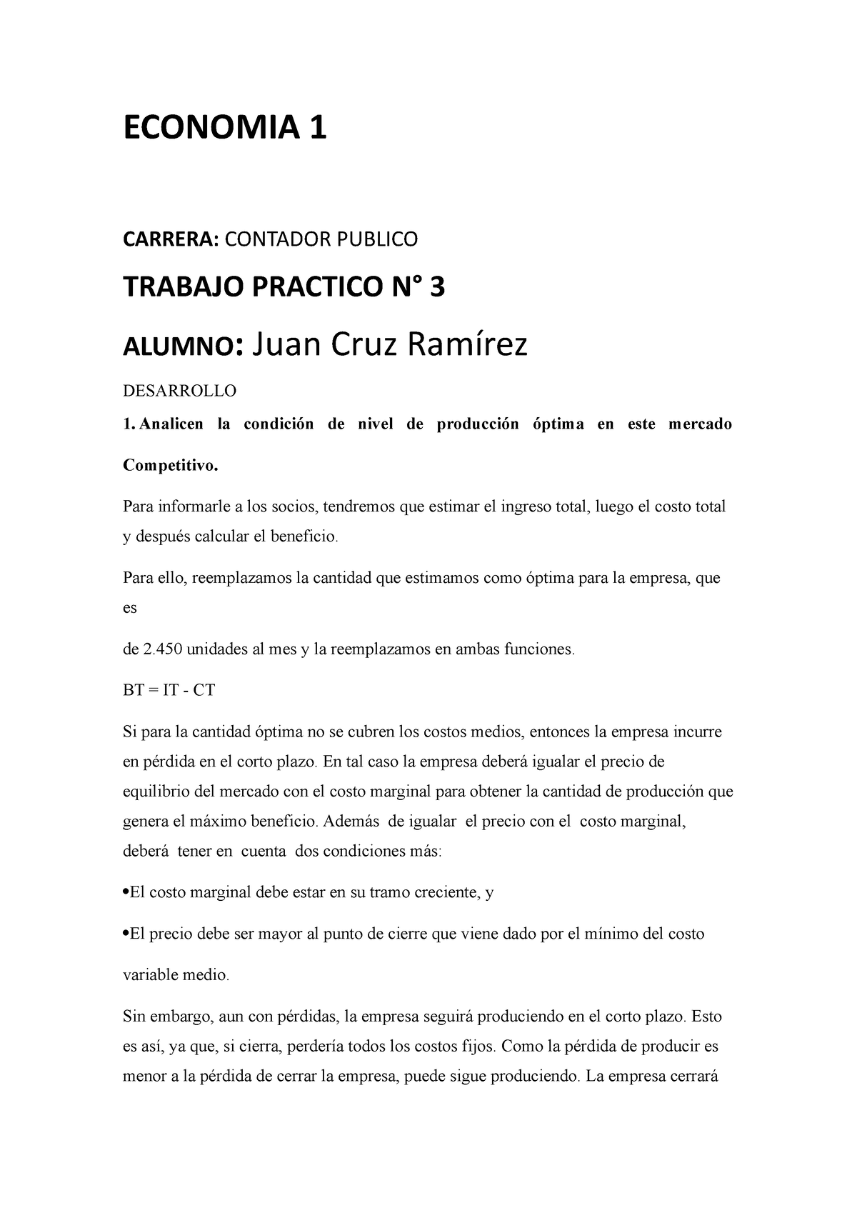 Economia 1 Tp 3 Juan Cruz Ramírez - ECONOMIA 1 CARRERA: CONTADOR ...