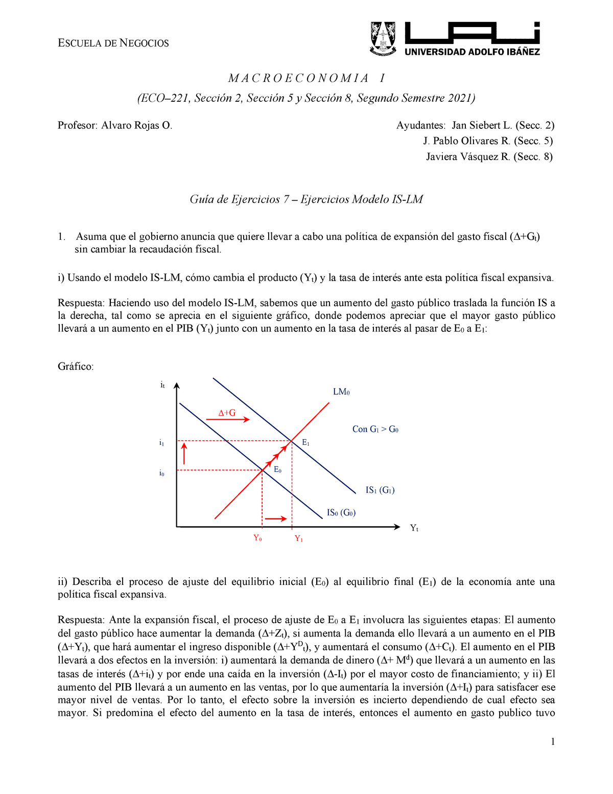 7 - Ejercicios Modelo IS-LM Macroeconomia UAI - Macroeconomía - UAI -  Studocu
