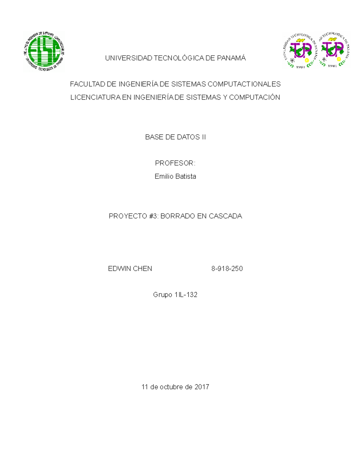 Proyecto 03 db - Nota: A+ - Estructura de Datos II - UNIVERSIDAD ...