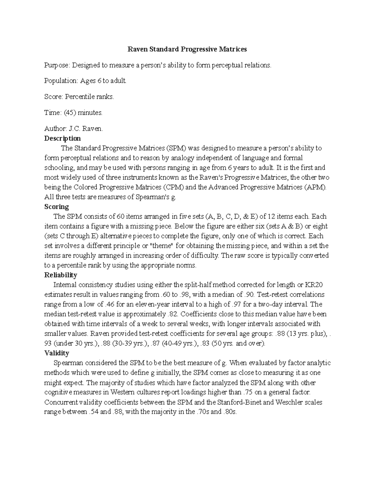 Raven Standard Progressive Matrices 1 - Raven Standard Progressive ...