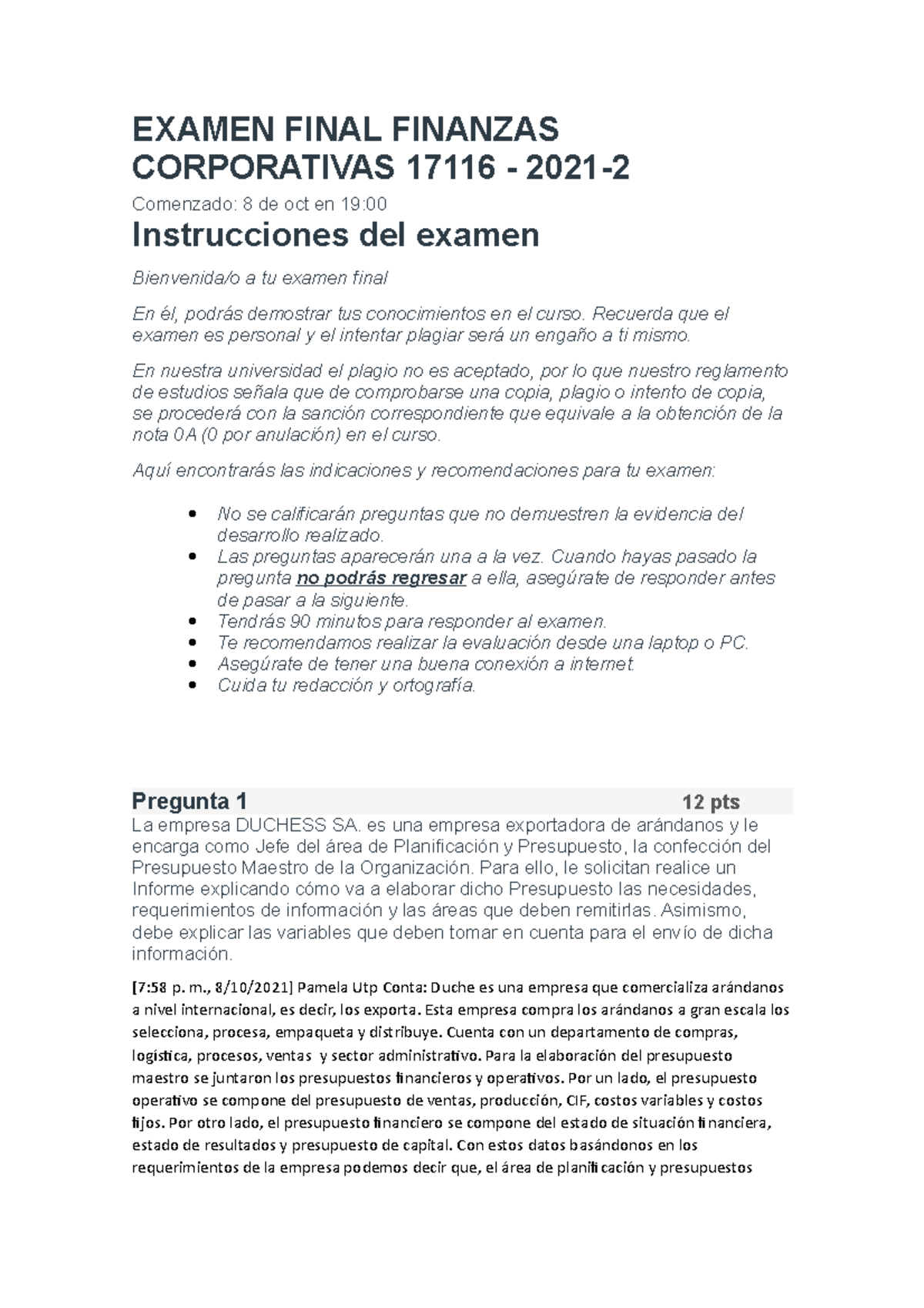 Examen Final Finanzas Corporativas 17116 - EXAMEN FINAL FINANZAS ...