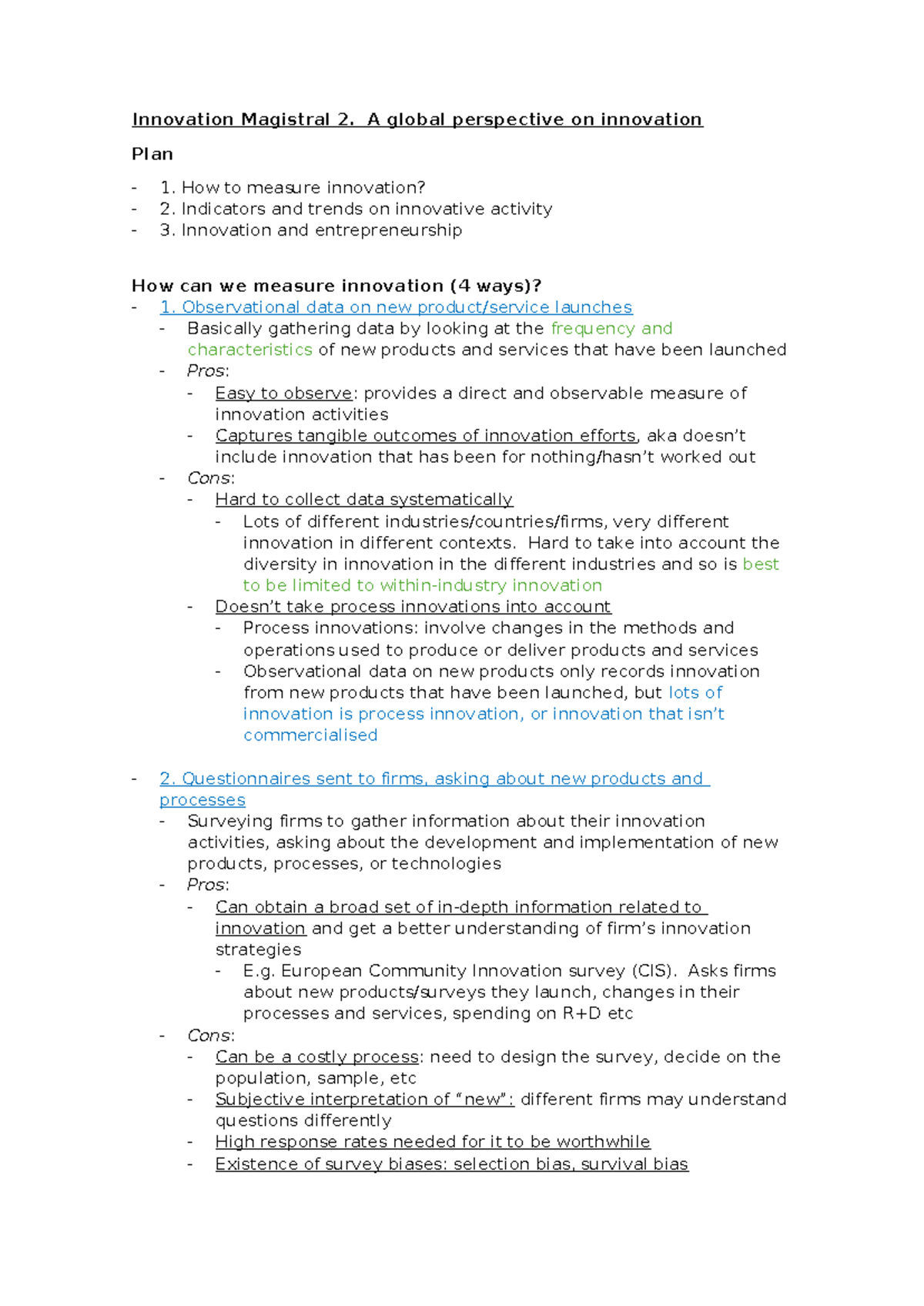 Innovation Week 2 Notes - Innovation Magistral 2. A global perspective ...