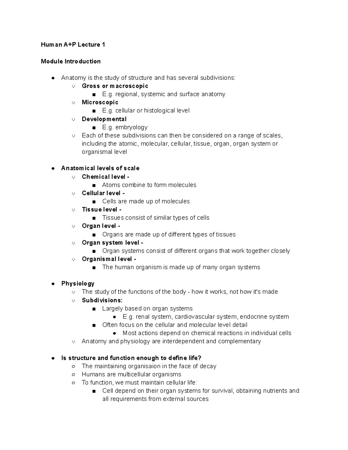 Lecture 1 Basic Concepts - Human A+P Lecture 1 Module Introduction ...