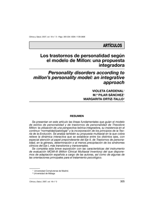 Los Trastornos de personalidad según Millon - Los trastornos de  personalidad según el modelo de - Studocu