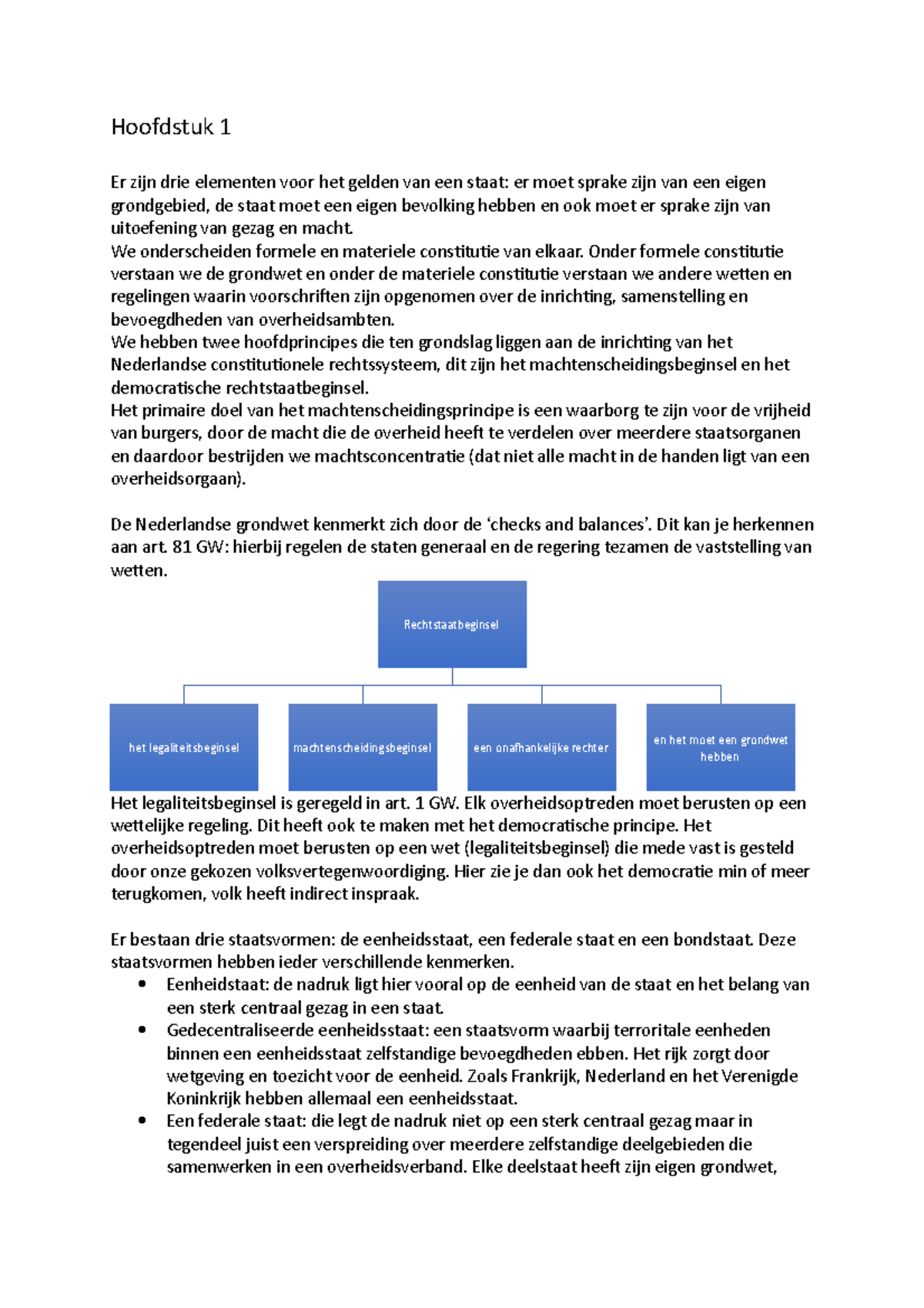 Samenvatting Staatsrecht - Hoofdstuk 1 Er Zijn Drie Elementen Voor Het ...