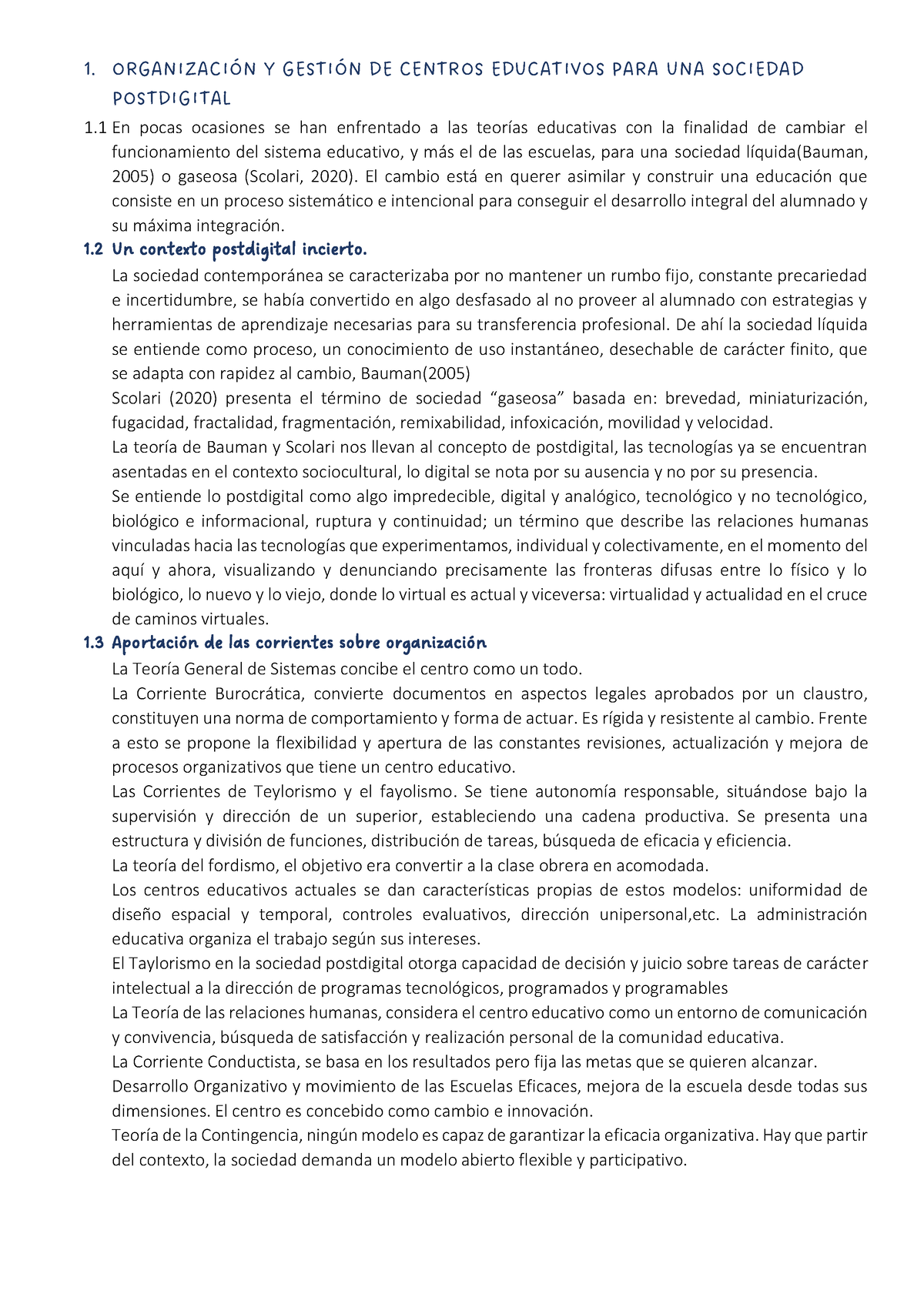 Resumen Libro - 1. ORGANIZACI”N Y GESTI”N DE CENTROS EDUCATIVOS PARA ...