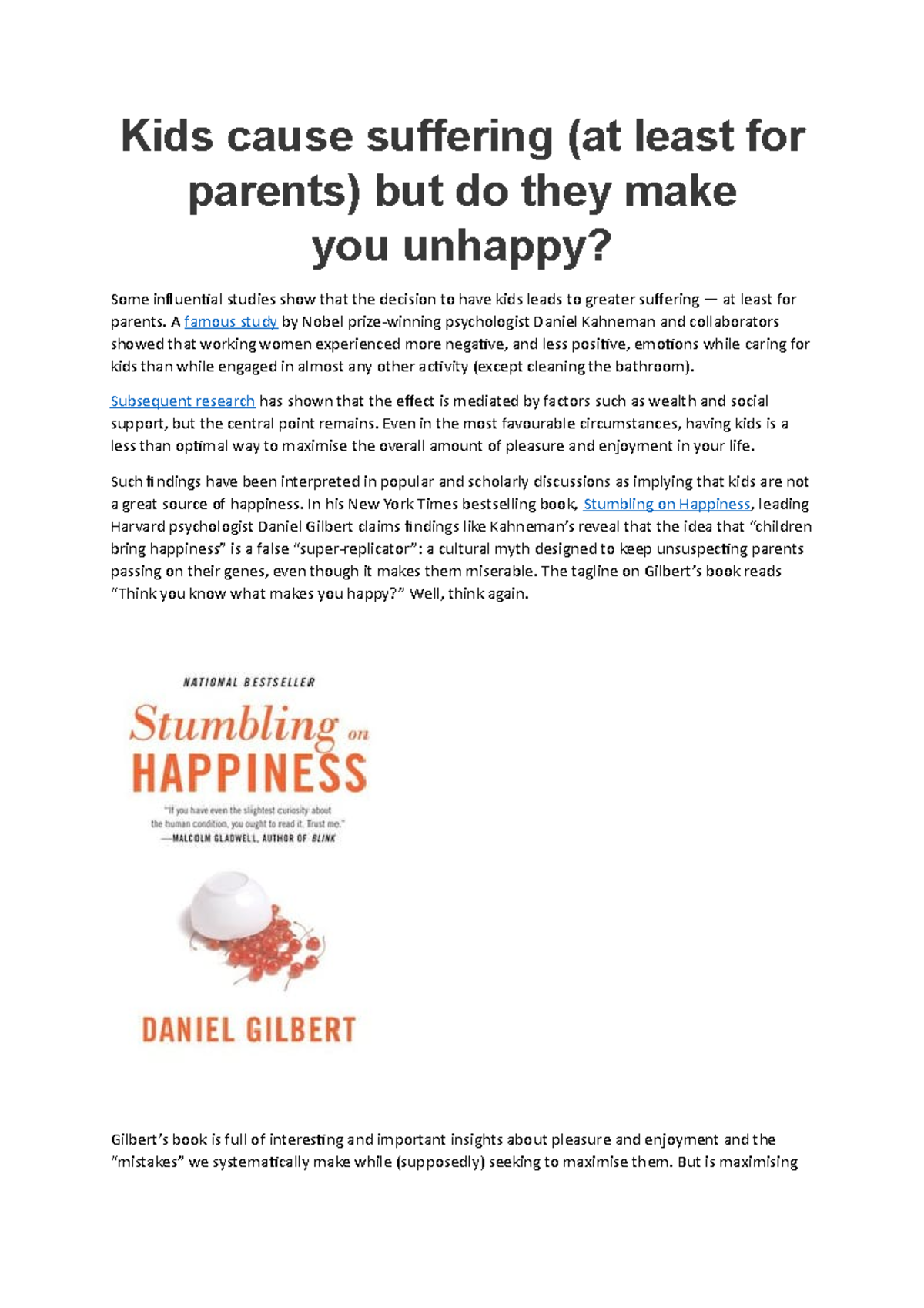 Kids cause suffering - Philosophy - Kids cause suffering (at least for ...