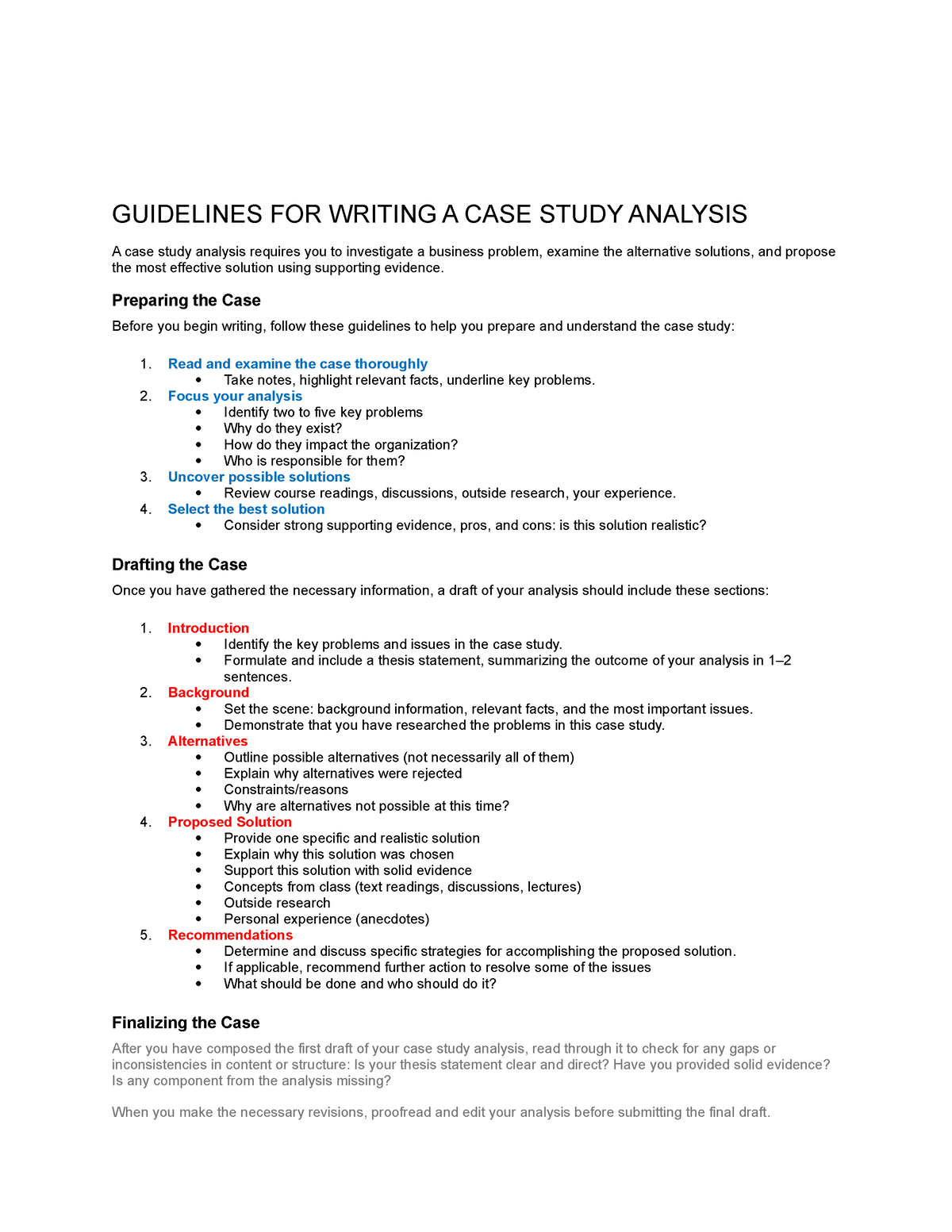 case study rules and regulations