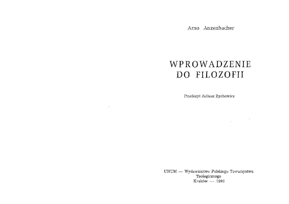 Anzenbacher Wprowadzenie Do Filozofii Pdf