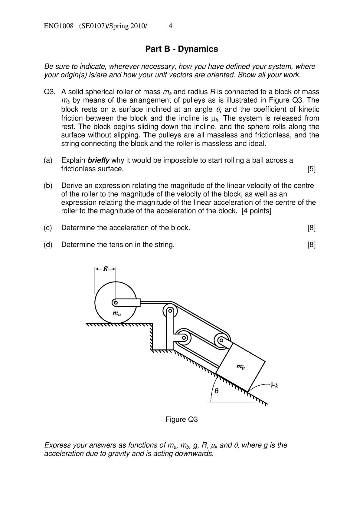 Examples 2 - Example Questions 2 On Dynamics - ENG1008 (SE0107)/Spring ...