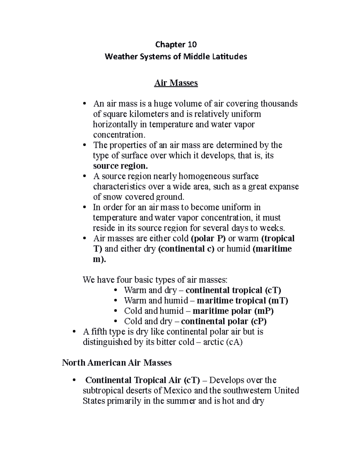 Introductiontoatmosphericsciencechapter 10notes 4 Chapter 10 Weather Systems of Middle