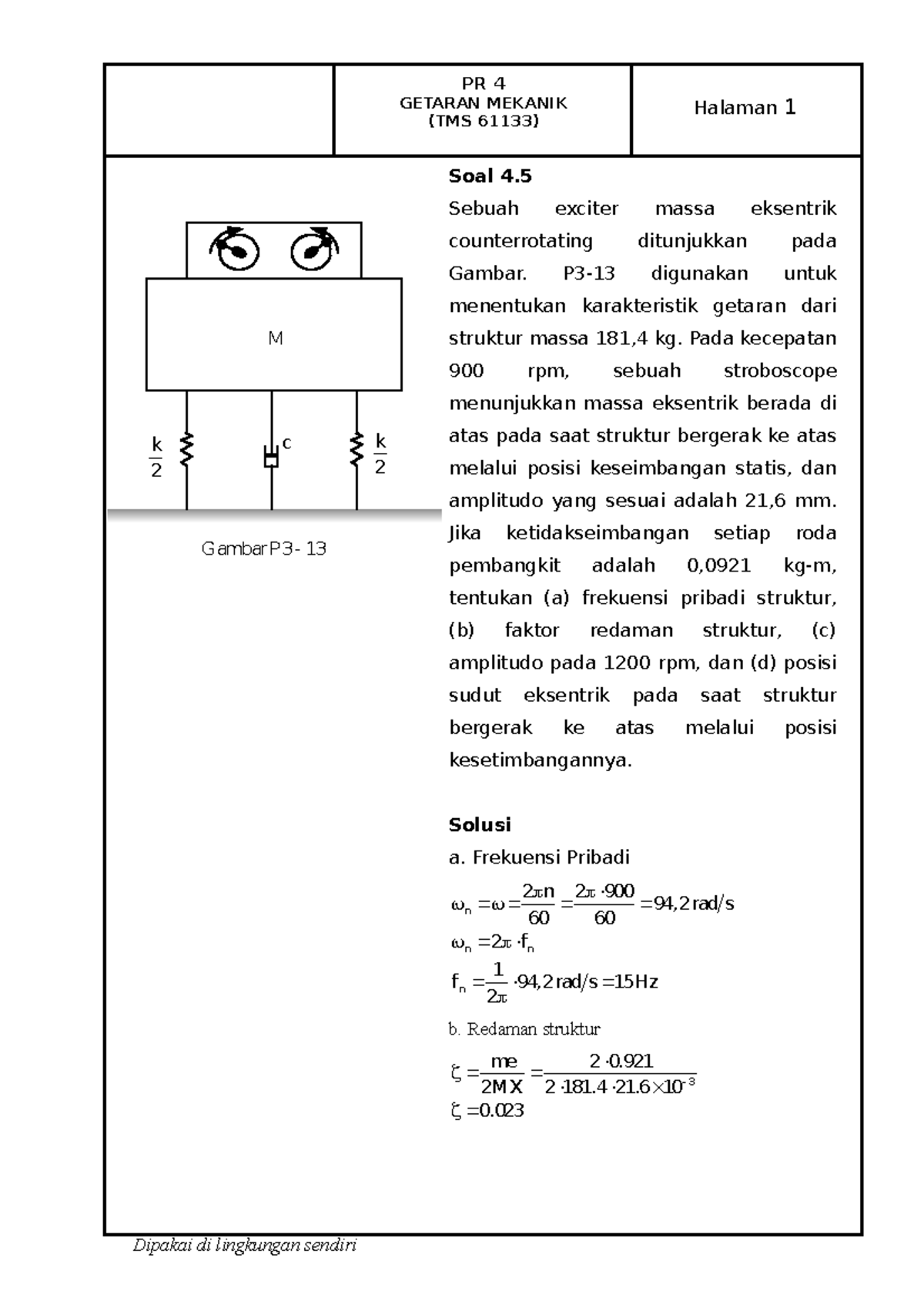 2022 61133 SOAL 3.13 Theory Of Vibration With Application - Halaman 1 ...