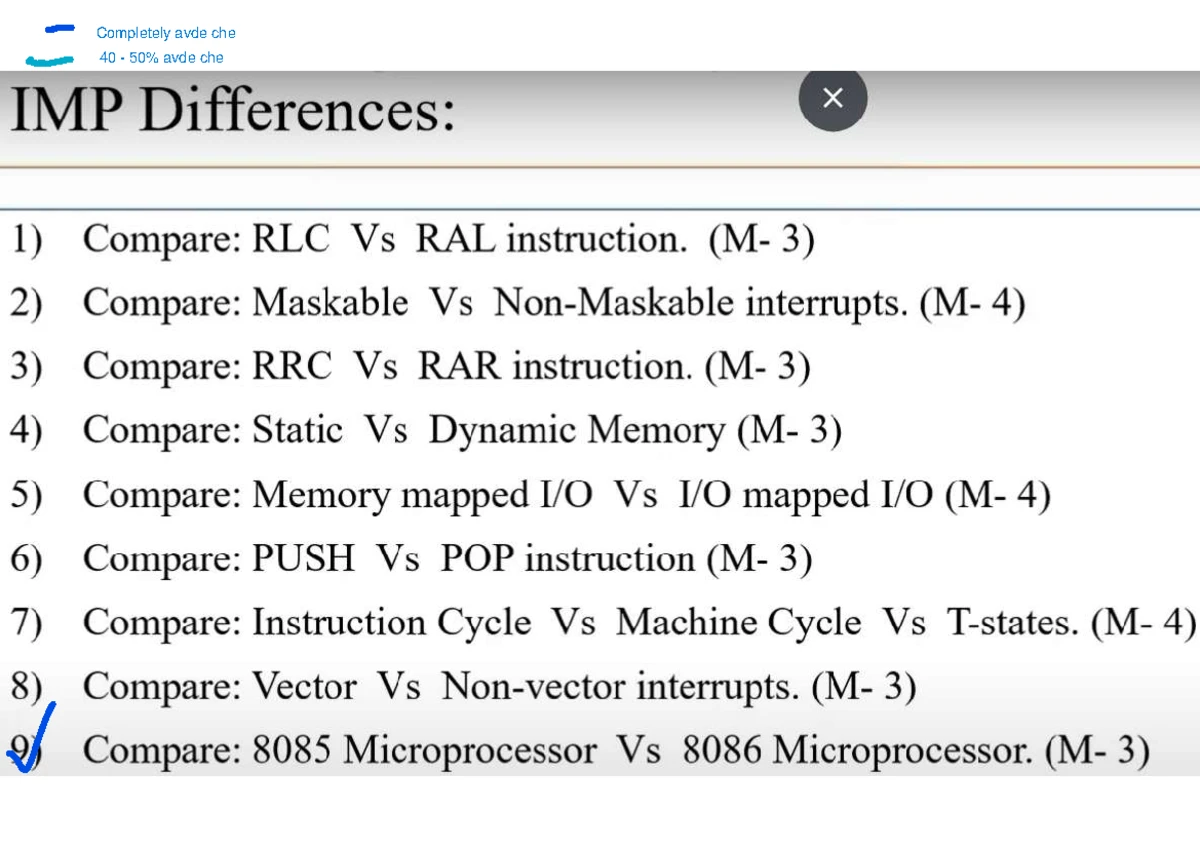 MI 1 to 5 - assignment of microprocessor - CO cGF a WP) ARRDEKTA ...