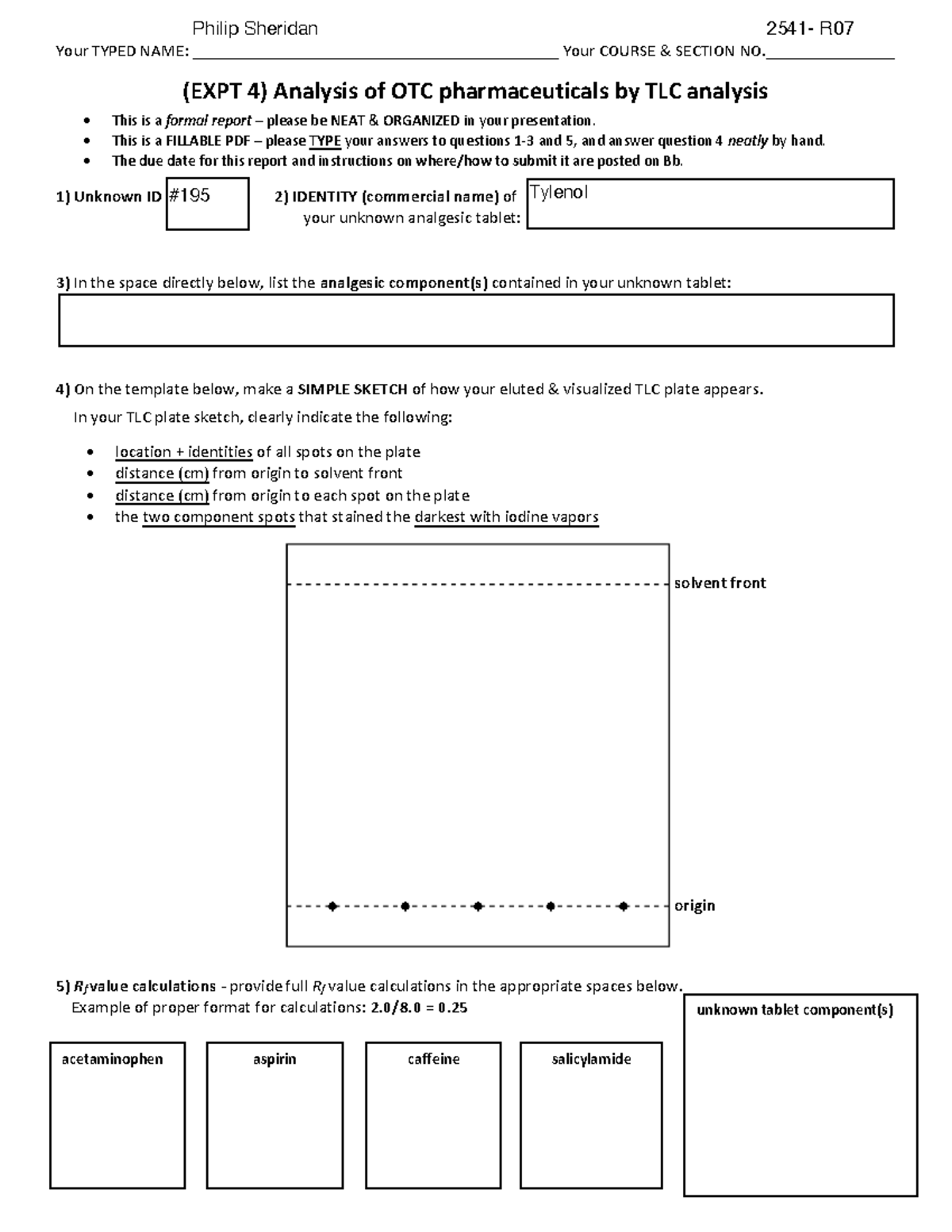 Fall 2023 (EXPT 4) TLC unknown report form Fillable PDF - Your TYPED ...