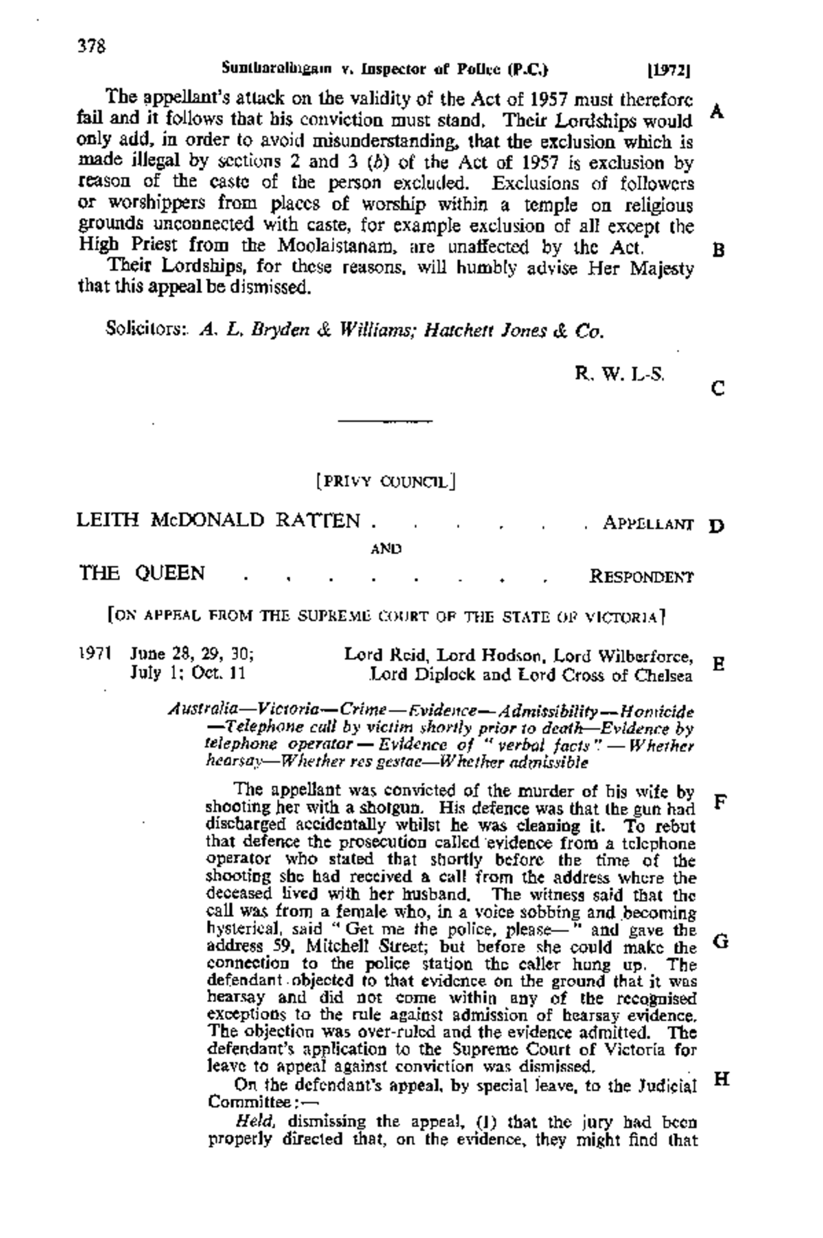 Leith Mc Donald Ratten Appellant AND THE Queen Respondent [ON Appeal ...