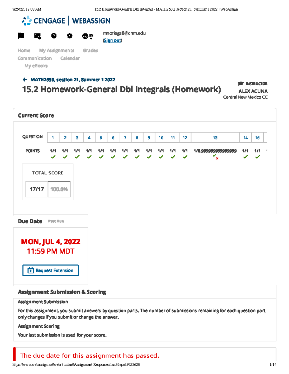 20 CALC 3 HW EN mnoriega8cnm (Sign out) MATH2530