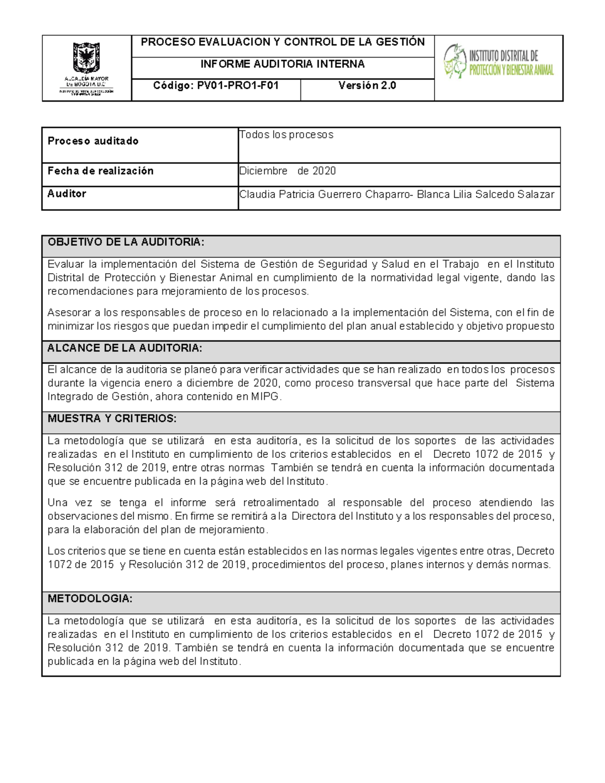 Informe de Auditoría de Seguridad y Salud en el Trabajo - INFORME ...