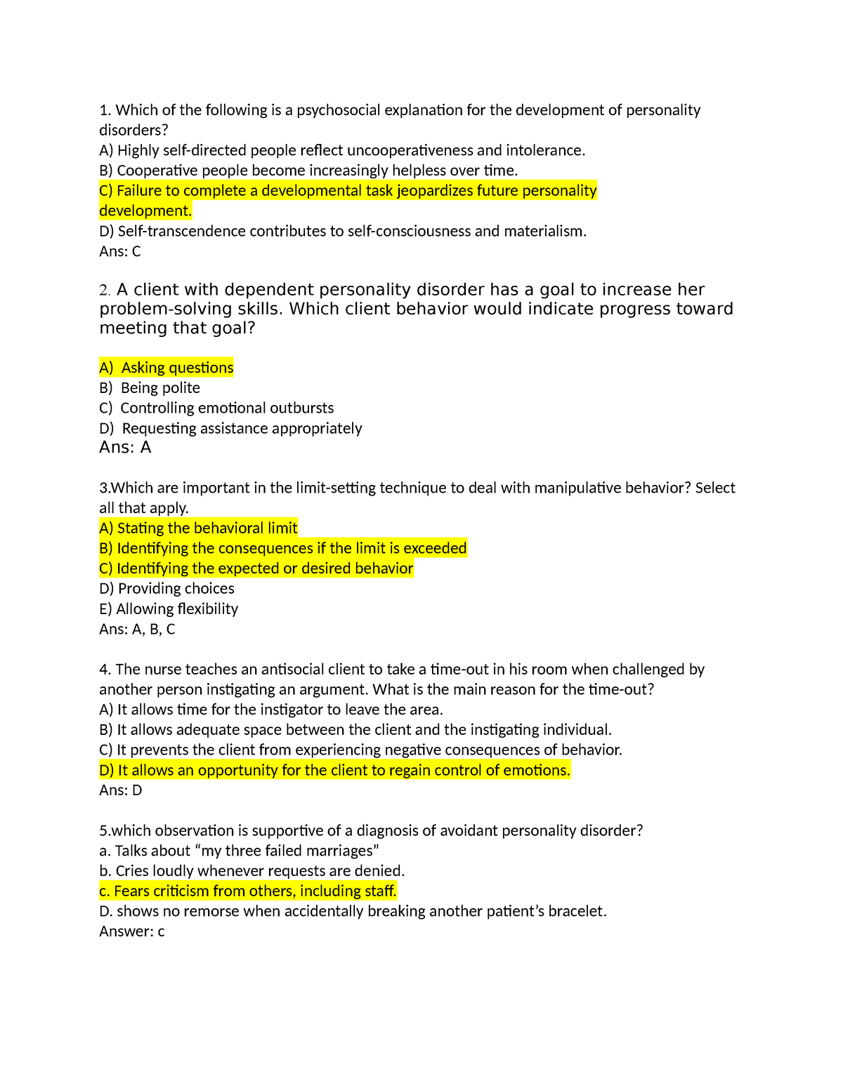 Final Exam - Which Of The Following Is A Psychosocial Explanation For 