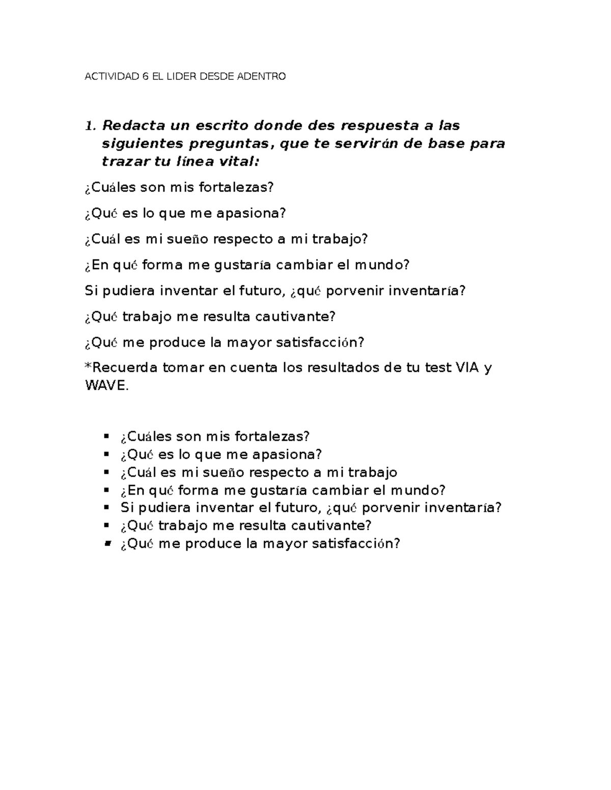 ACT6 EL Lider - ACTIVIDAD 6 EL LIDER DESDE ADENTRO Redacta un escrito ...