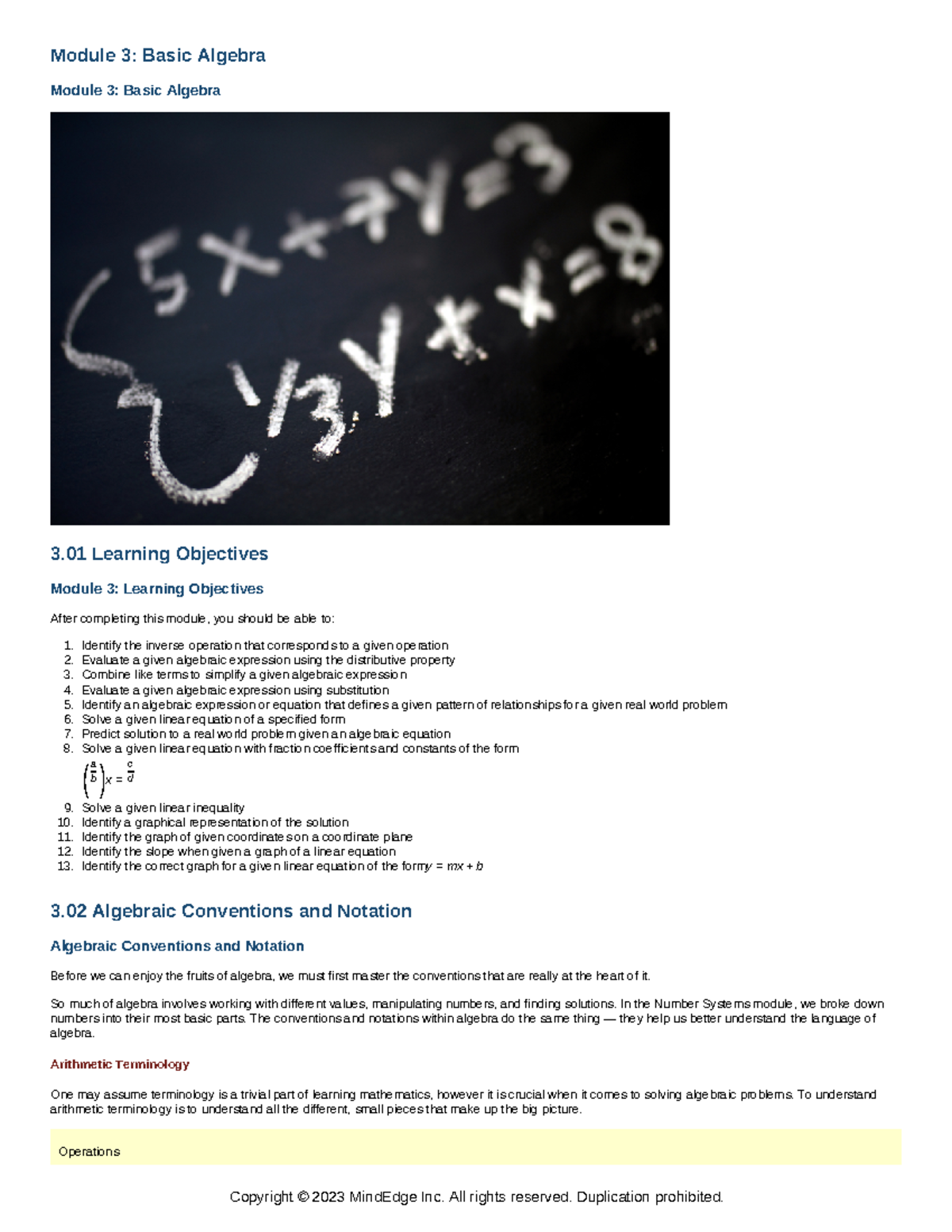 Module 3 Basic Algebra - Module 3: Basic Algebra Module 3: Basic ...