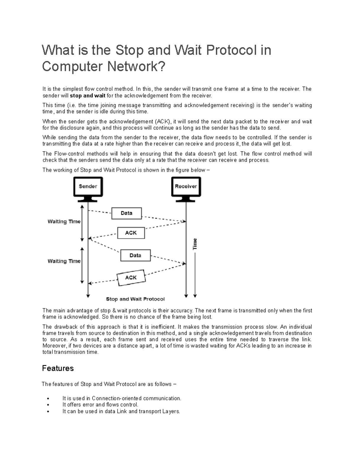 What is the Stop and Wait Protocol in Computer Network - In this, the ...