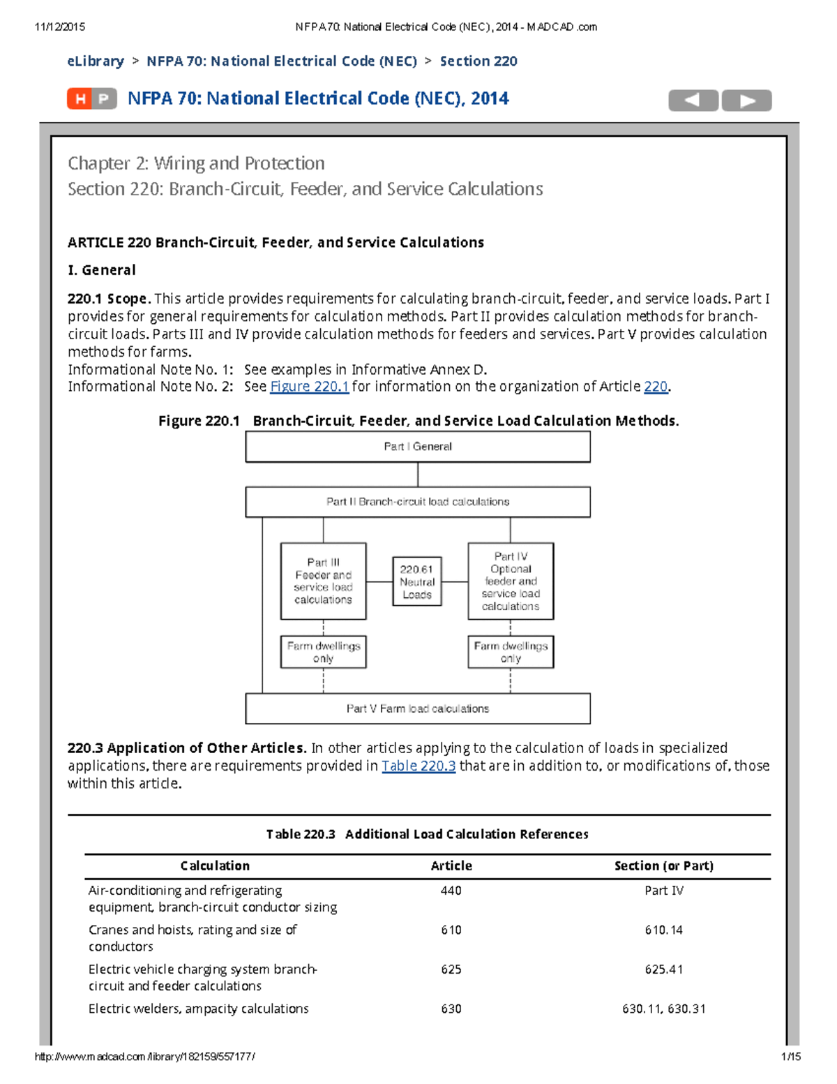 139NFPA70 NationalElectricalCodeNECArticle220 eLibrary