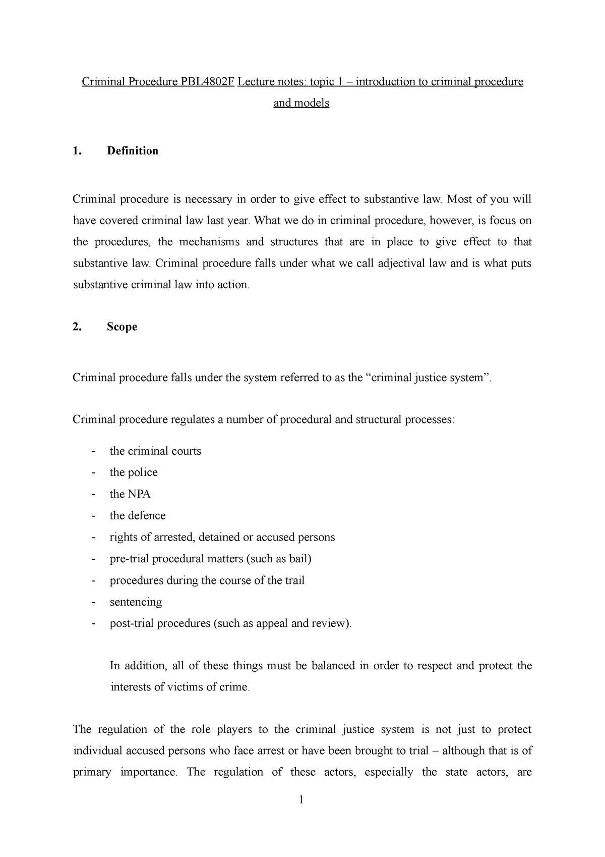 Crim Proc Master Doc (2021) - Criminal Procedure PBL4802F Lecture notes ...