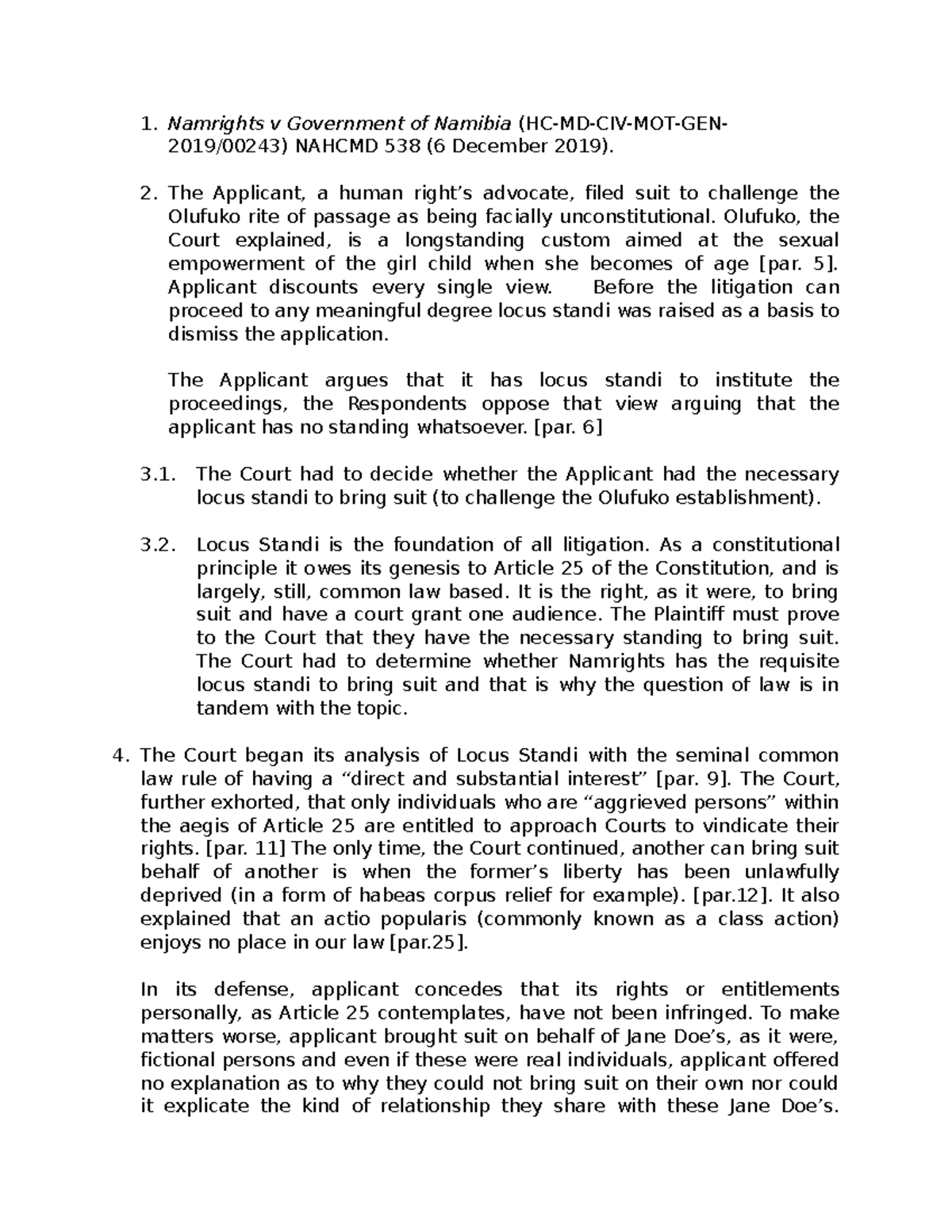 Namrights v Government of Namibia Workshop - Namrights v Government of ...