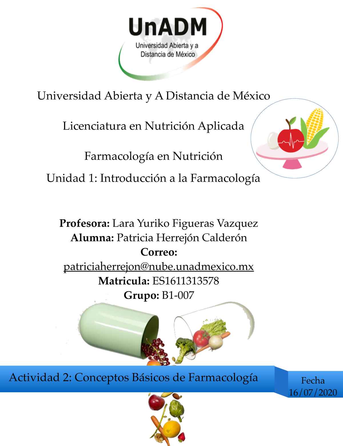 FNU U1 A2 PAHC Unidad 1, Actividad 2, De Farmacología En Nutrición ...