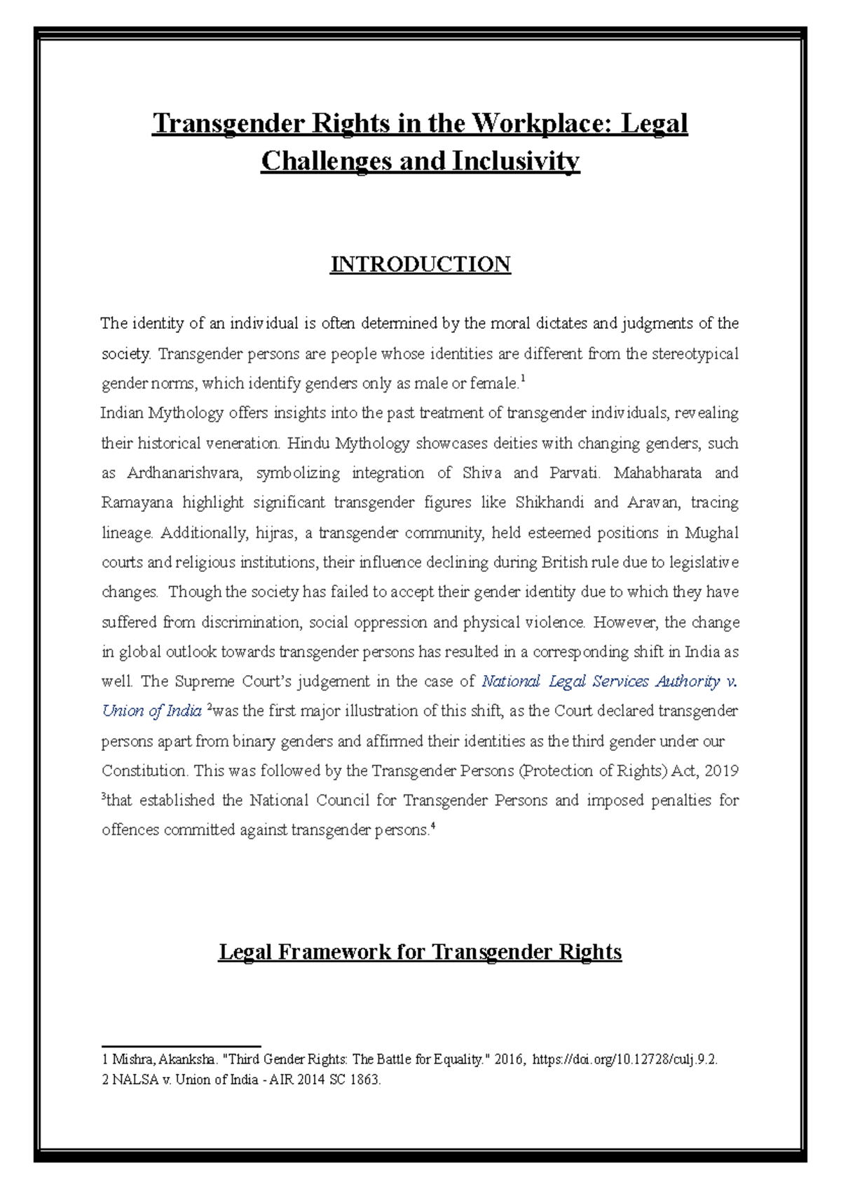 Transgender Rights in the Workplace- Legal Challenges and Inclusivity ...