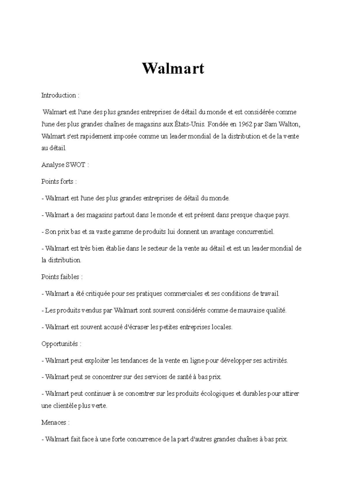 Walmart - Walmart Introduction : Walmart est l'une des plus grandes ...