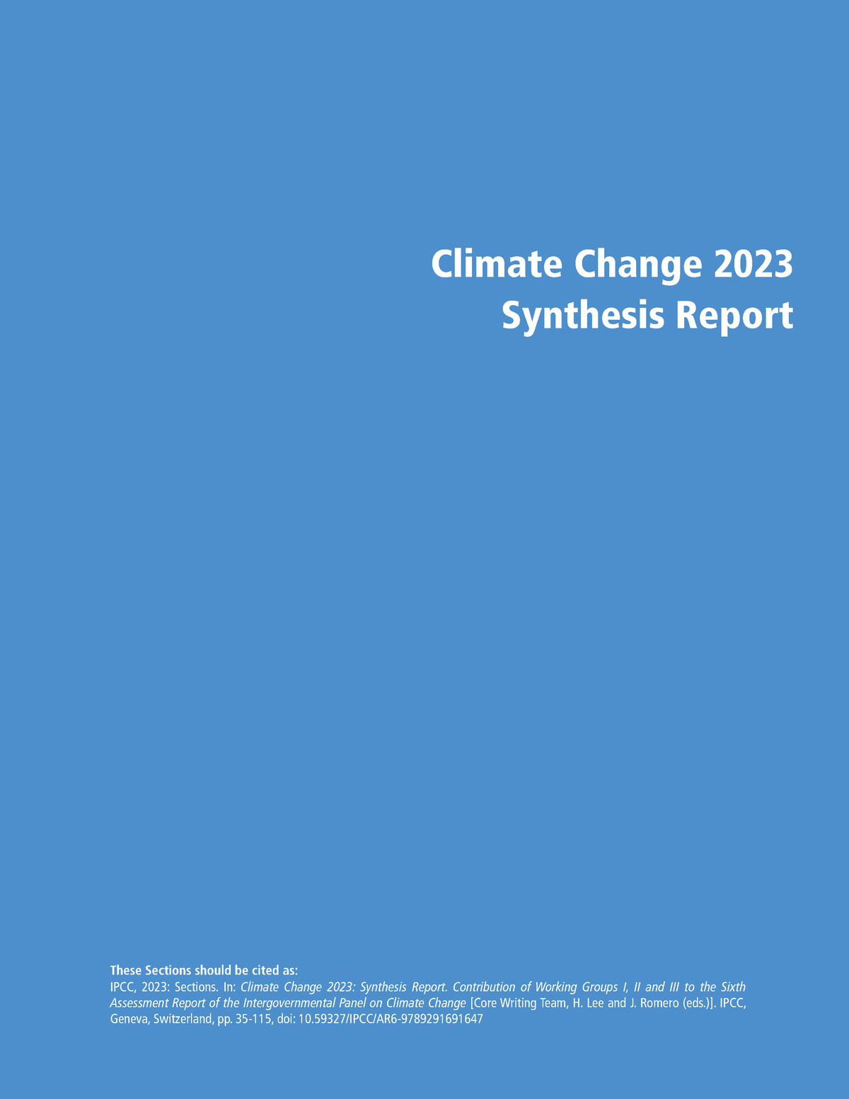 IPCC AR6 SYR Longer Report - Climate Change 2023 Synthesis Report IPCC ...