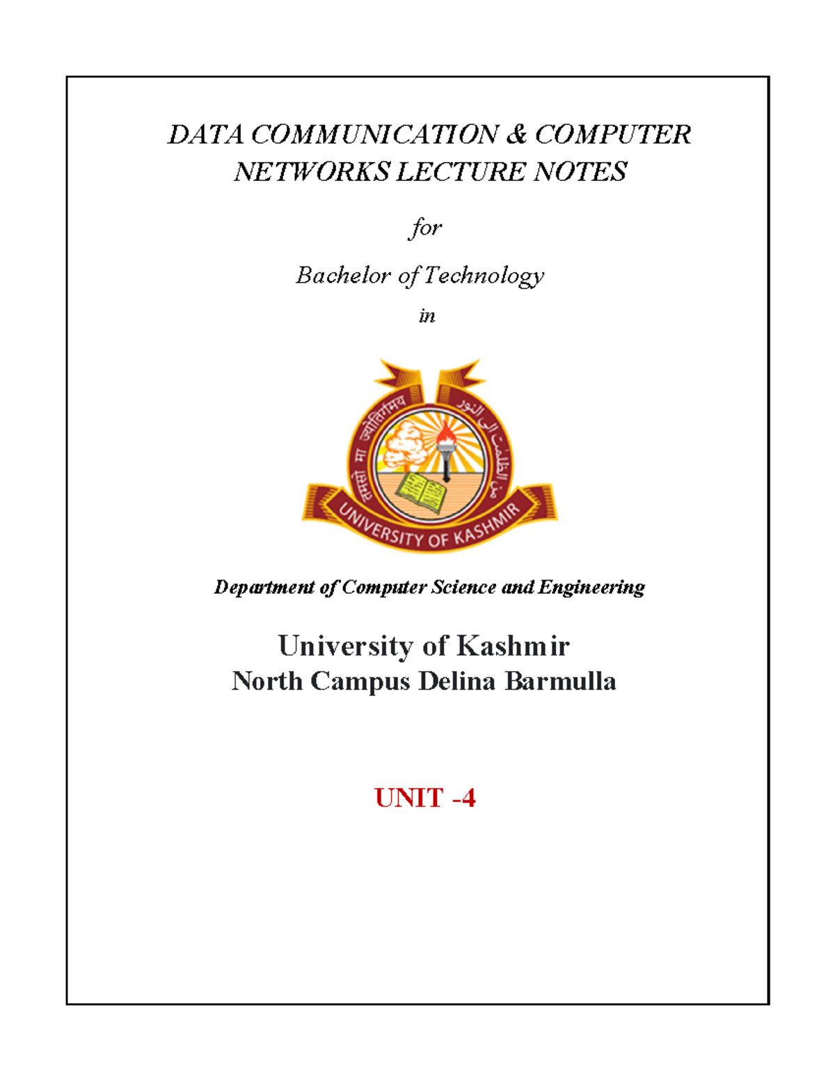 DATA Communication N Computer Networks UNIT 4 - DATA COMMUNICATION ...