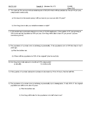 Section 1.6 test 2 solutions - MATH 119 Sample B Key (Sectons 1, 1 ...