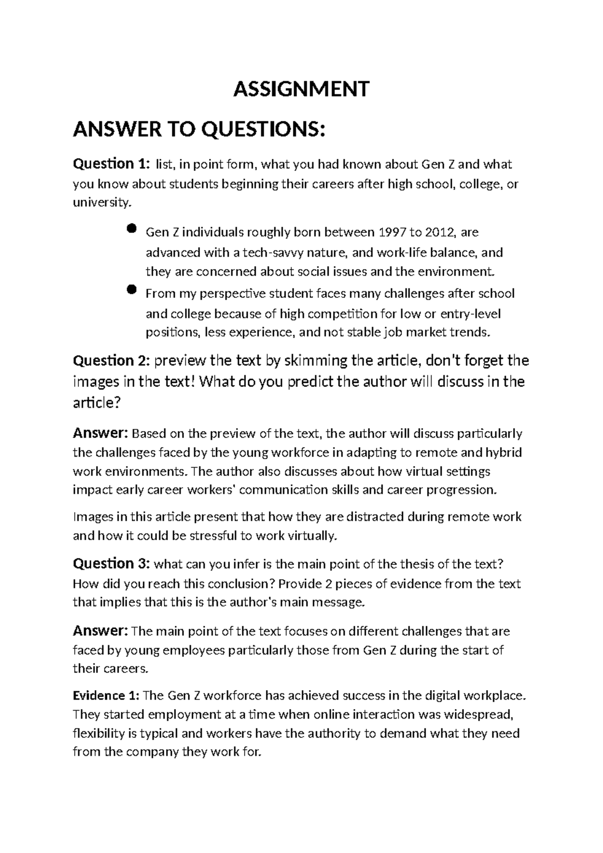 Assignment armaandeep singh - ASSIGNMENT ANSWER TO QUESTIONS: Question ...