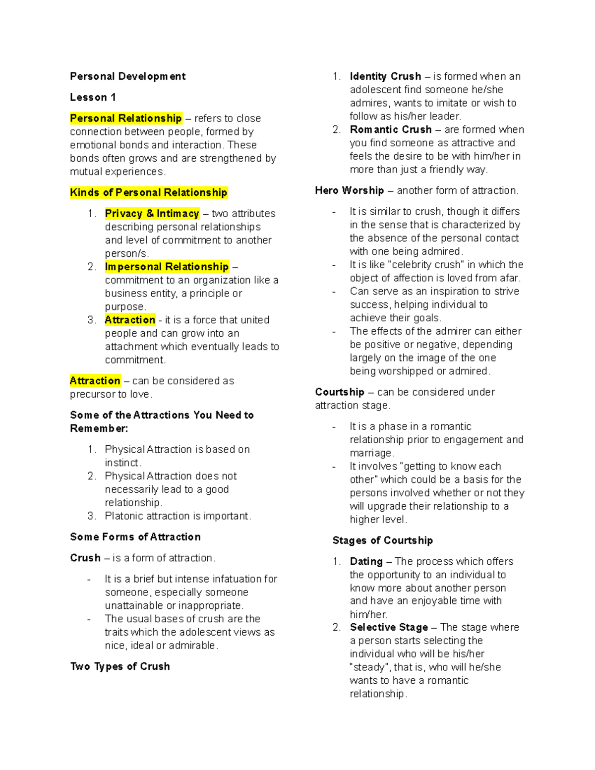 Personal Development (Quarter 3) - Personal Development Lesson 1 ...