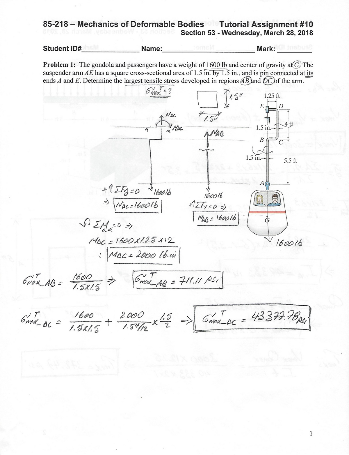 85 218 TA10 53 Solutions - 85-218 — Mechanics Of Deformable Bodies ...