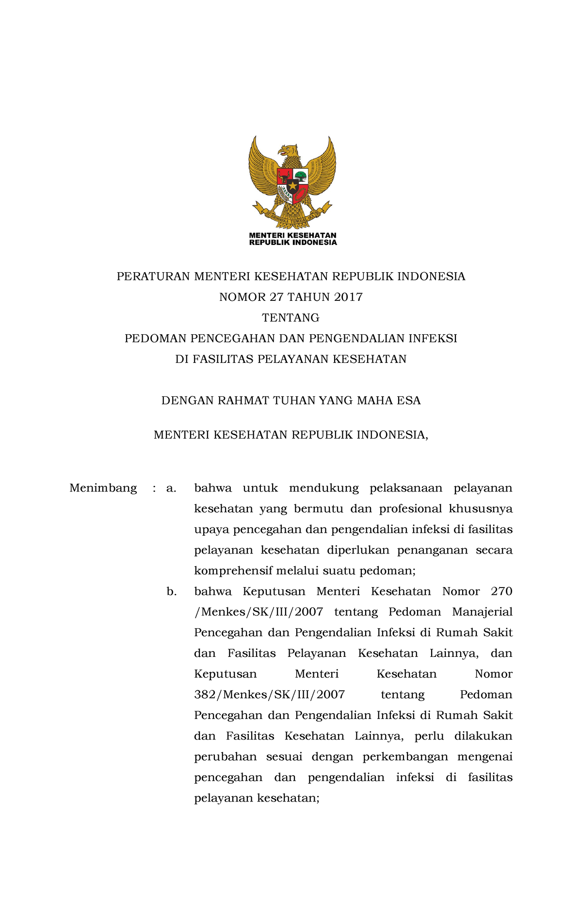 Permenkes Nomor 27 Tahun 2017zdz - PERATURAN MENTERI KESEHATAN REPUBLIK ...