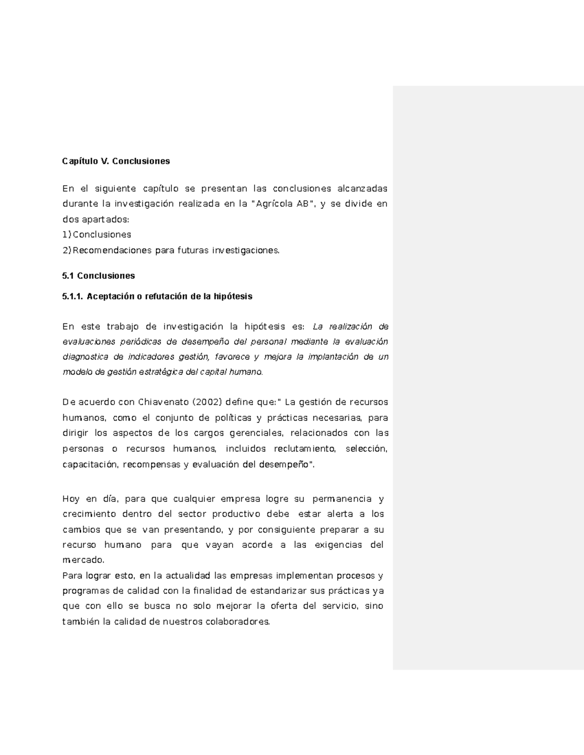 Ejemplo Cap Ã Tulo V - Capítulo V. Conclusiones En El Siguiente ...