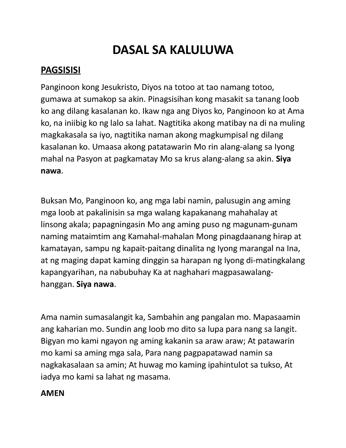 335551134 Dasal Sa Kaluluwa Dasal Sa Kaluluwa Pagsisisi Panginoon Kong Jesukristo Diyos Na 