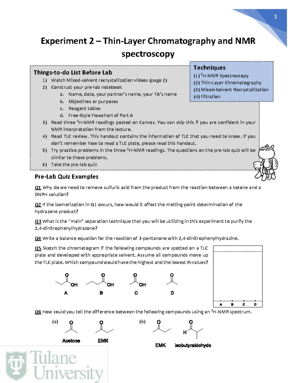 Experiment 2 handout N/A Experiment 2 ThinLayer Chromatography