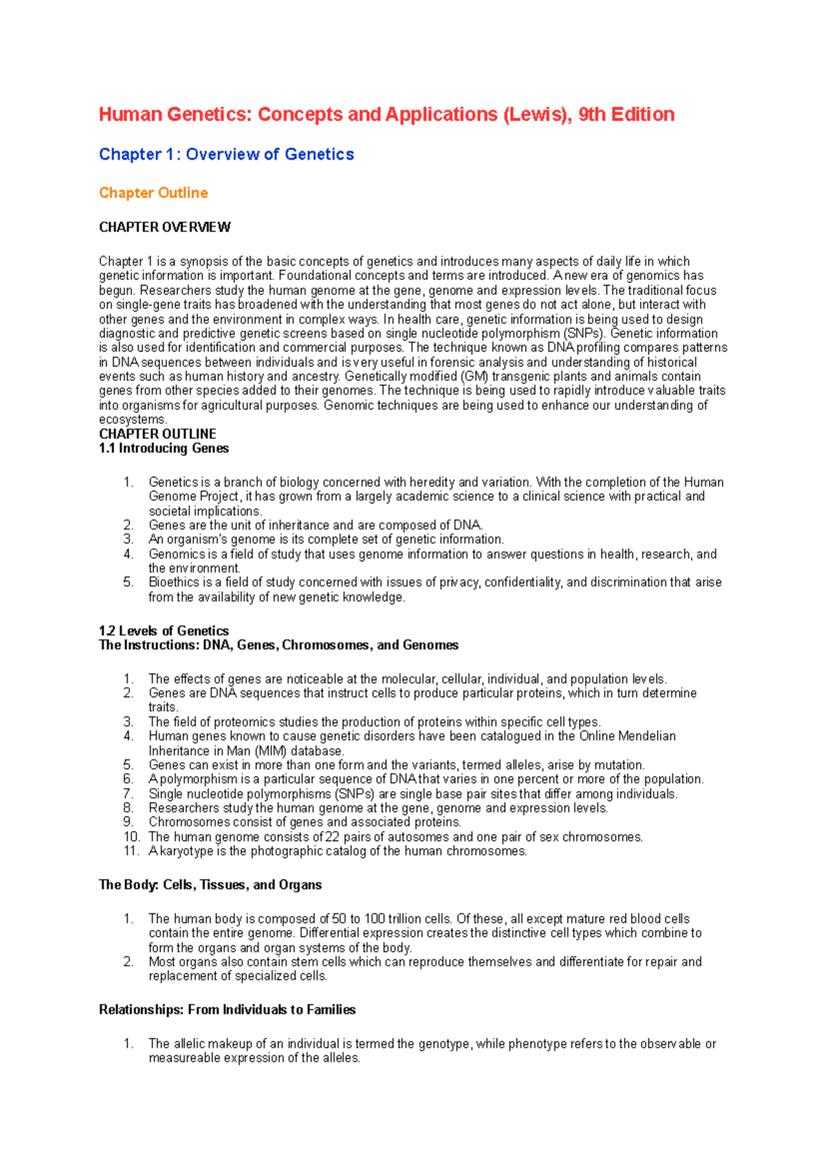 Human Genetics - Foundational concepts and terms are introduced. A new ...