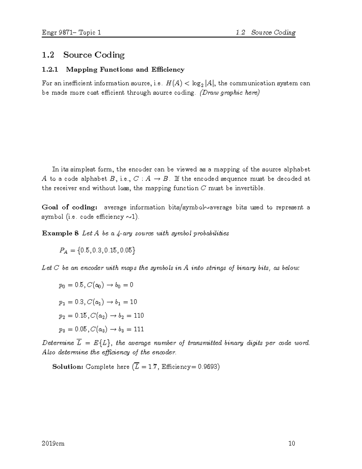Gapnotes 9871 t1 sources&entropy(all) Sect1 - 1 Source Coding 1 Mapping ...